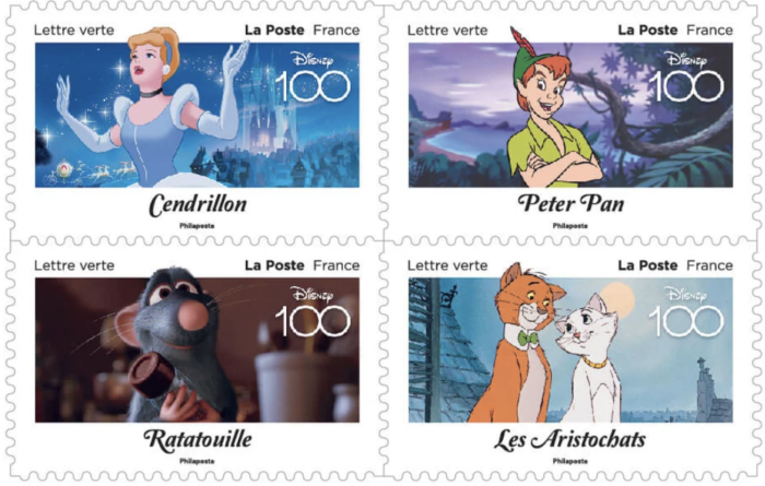 Carnet de 12 timbres Disney 100 ans d histoires à partager Lettre