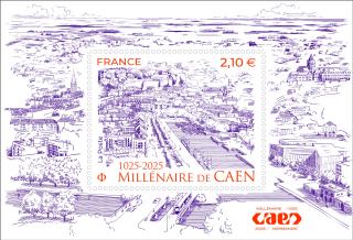Bloque de 1 sello - 1025-2025 - Caen Millennium - Carta Internacional