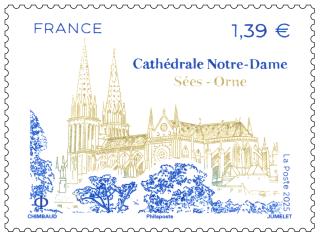 Stamp - Notre-Dame de Sée Cathedral - Green Letter