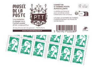 Carnet 12 Briefmarken Marianne de l'avenir - Lettre Verte - Umschlag Musée de La Poste