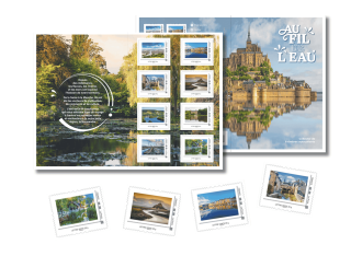 Sammlerstück 8 Briefmarken - Am Fluss entlang Normandie - Grüner Brief